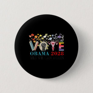 Badge Rond 5 Cm Floral Vote Obama 2028 Réparons ce Président 202