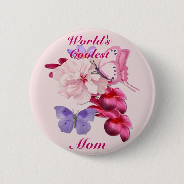 Badge Rond 5 Cm Flore exotique pour maman (Devant)