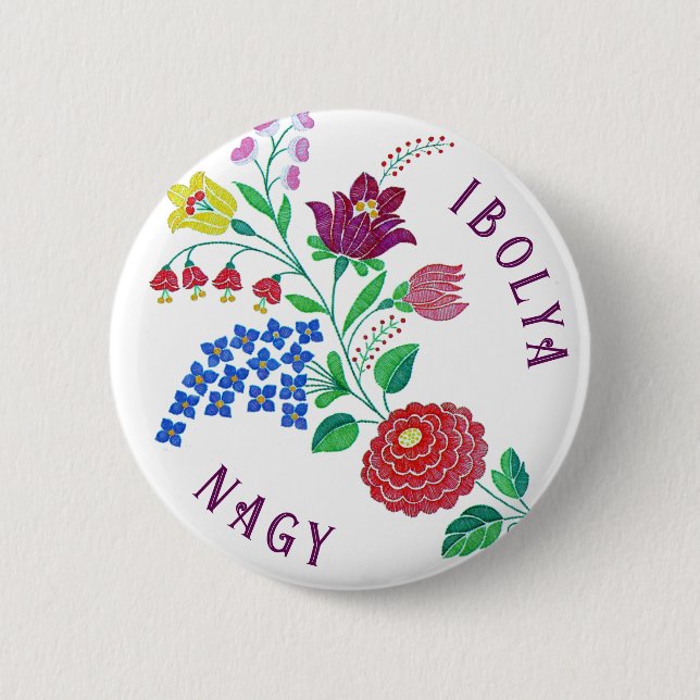 Badge Rond 5 Cm Flore Kalocsai personnalisée (Devant)