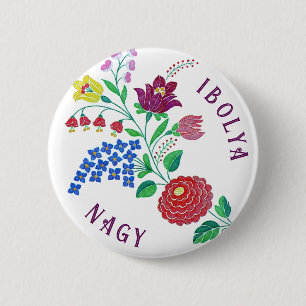 Badge Rond 5 Cm Flore Kalocsai personnalisée