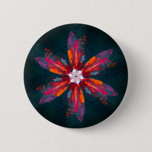 Badge Rond 5 Cm Flore Mandala Flowers Orange Red Blue Abstract