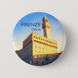 Badge Rond 5 Cm Florence, Italie - Piazza della Signoria