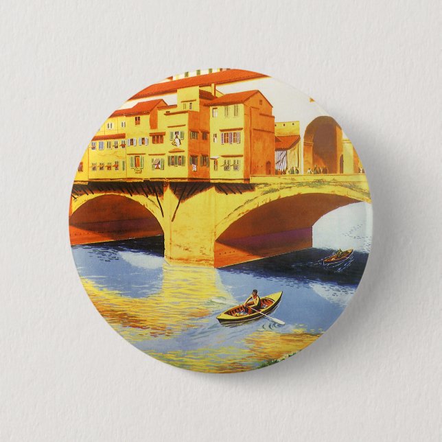 Badge Rond 5 Cm Florence Italie Ponte Vecchio Vintage voyage du po (Devant)