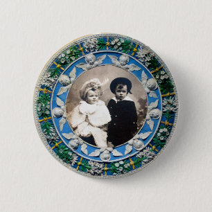 BADGE ROND 5 CM FLORENTINE RENAISSANCE  ANGELS , PHOTO TEMPLATE