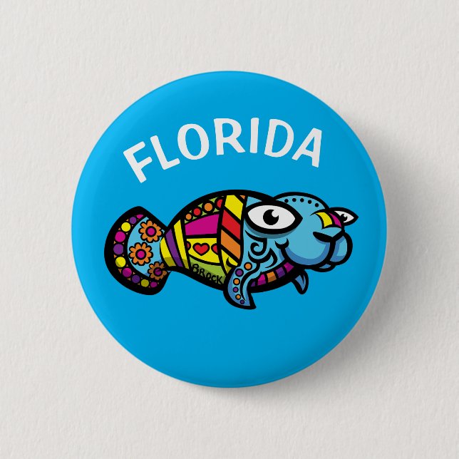 Badge Rond 5 Cm Florida Manatee (Devant)