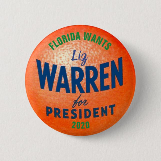 Badge Rond 5 Cm Florida wants Liz Warren 2020 (Devant)