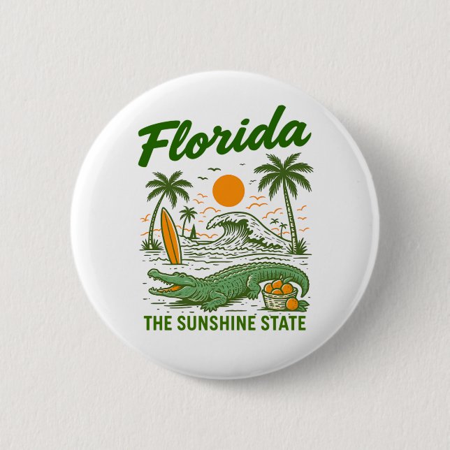 Badge Rond 5 Cm Floride - Bouton Sunshine State (Devant)