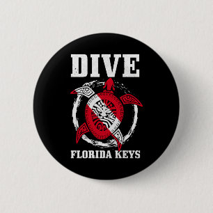 Badge Rond 5 Cm Floride Keys Plongée Drapeau Tortue de mer Scuba D
