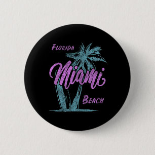 Badge Rond 5 Cm Floride Miami Plage Palmiers Vacances d'été Famill