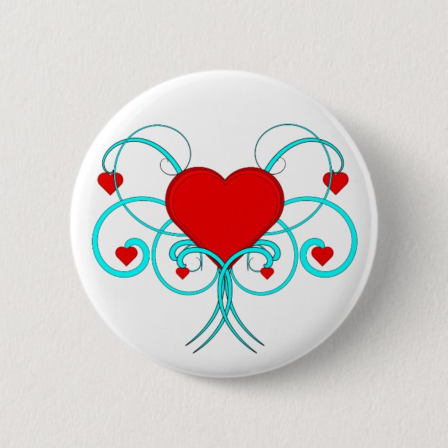 Badge Rond 5 Cm Flourish de coeurs (Devant)