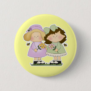 Badge Rond 5 Cm Flower Friends Girls
