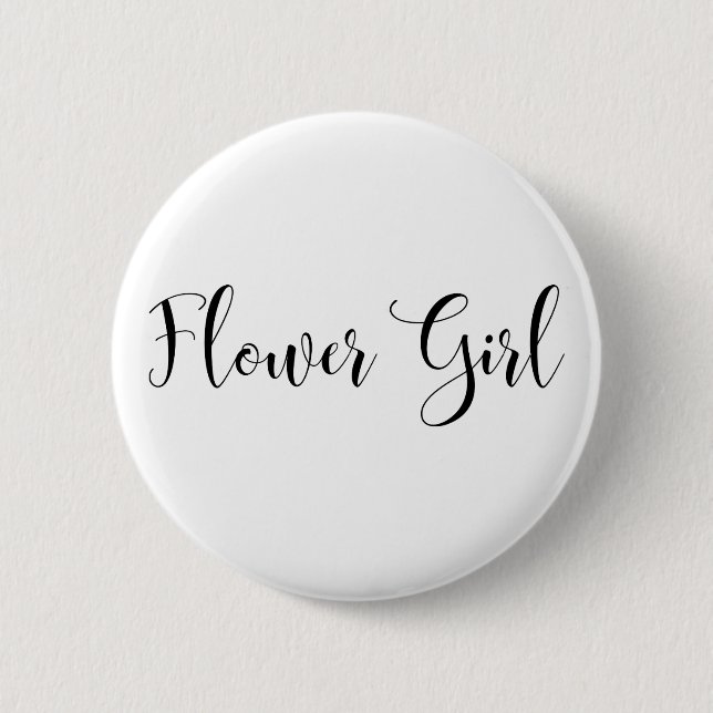 Badge Rond 5 Cm Flower Girl Modern Black Script Typographie (30) (Devant)
