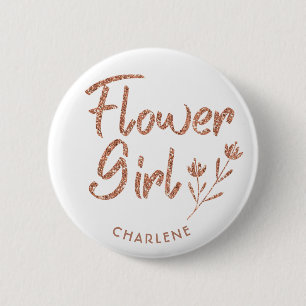 Badge Rond 5 Cm Flower Girl Rose Gold Fête des mariées pin