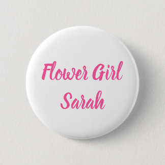 Badge Rond 5 Cm Flower girl Rose Nom personnalisé Cadeaux Mariage
