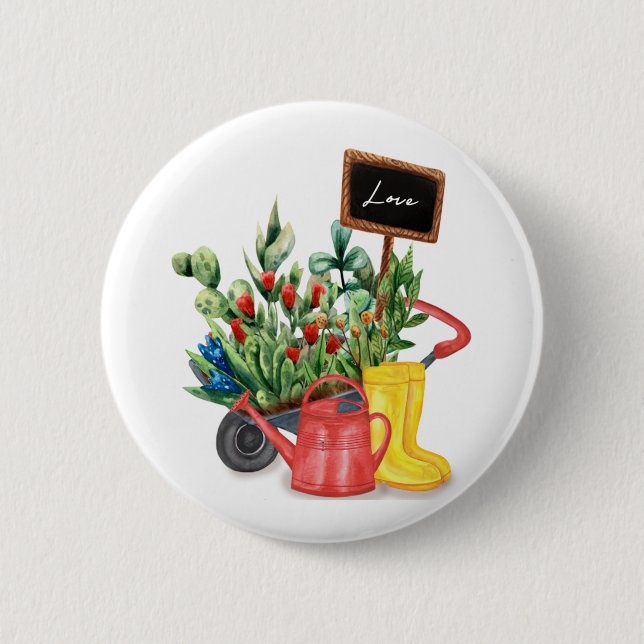 Badge Rond 5 Cm Flower love tulips arrosage canettes en caoutchouc (Devant)