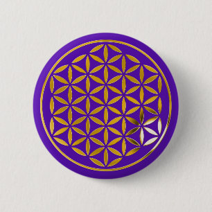 Badge Rond 5 Cm Flower Of Life 1violet