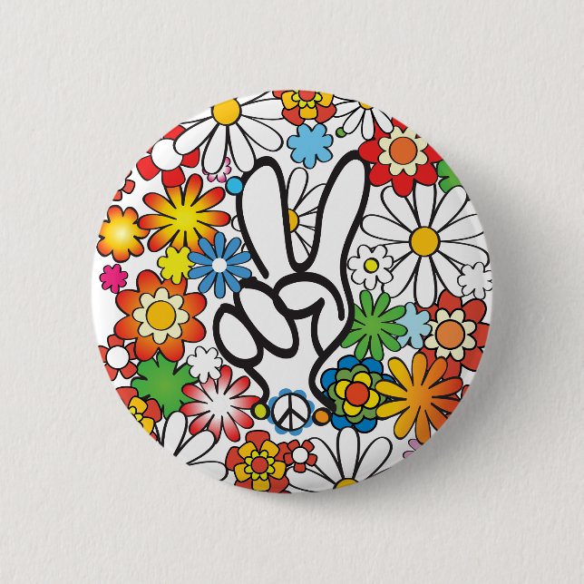 Badge Rond 5 Cm Flower Power (Devant)