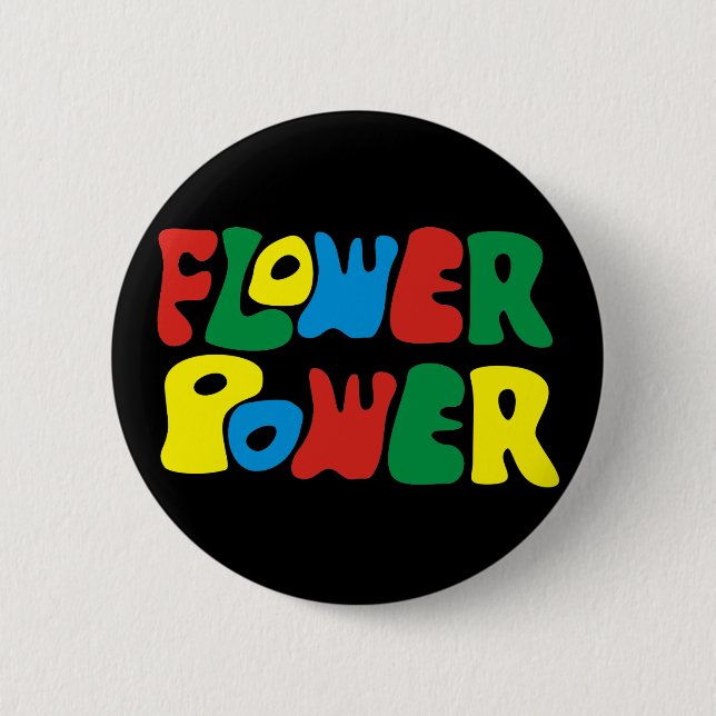Badge Rond 5 Cm Flower Power Hippie (Devant)