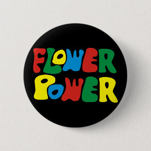 Badge Rond 5 Cm Flower Power Hippie