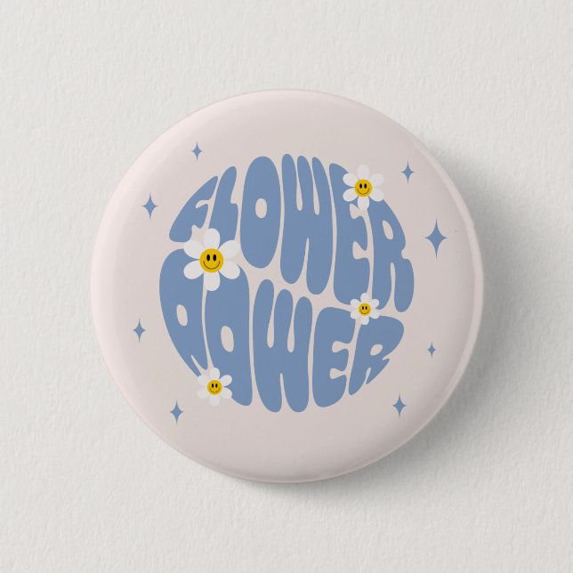 Badge Rond 5 Cm Flower Power Slogan (Devant)