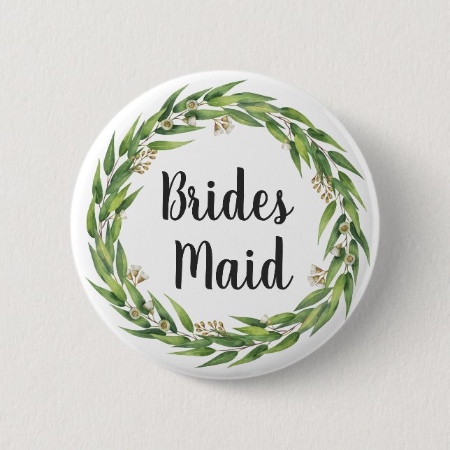 Badge Rond 5 Cm Flower Willow Folift Wreath Bridesmaid (Devant)