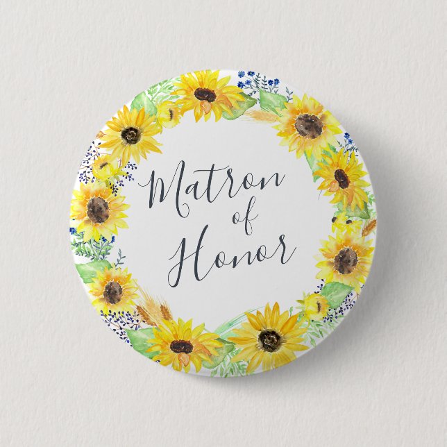 Badge Rond 5 Cm Flowerfields Matron d'honneur (Devant)