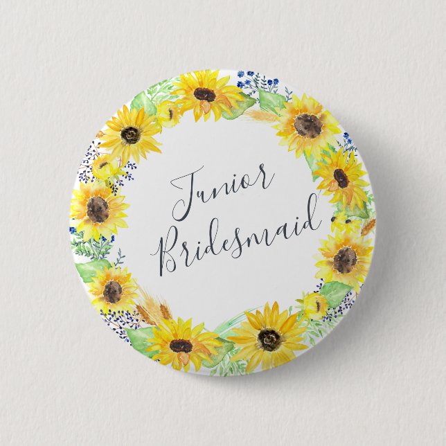 Badge Rond 5 Cm Flowfields Junior Bridesmaid (Devant)