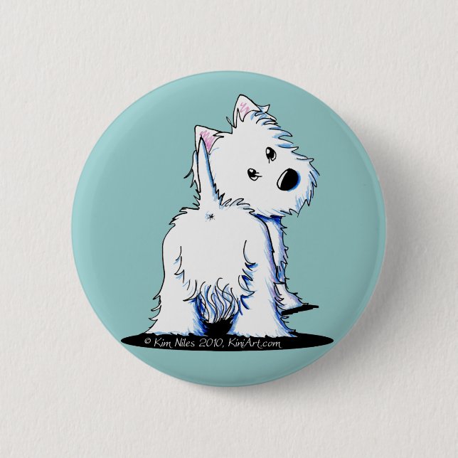 Badge Rond 5 Cm Fluffy Butt Westie (Devant)