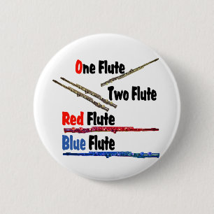 Badge Rond 5 Cm Flûte bleue rouge
