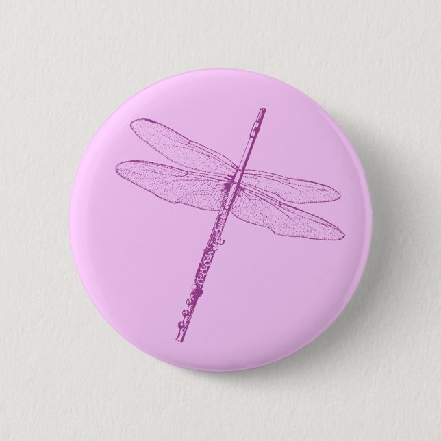 Badge Rond 5 Cm Flûte libellule (Devant)