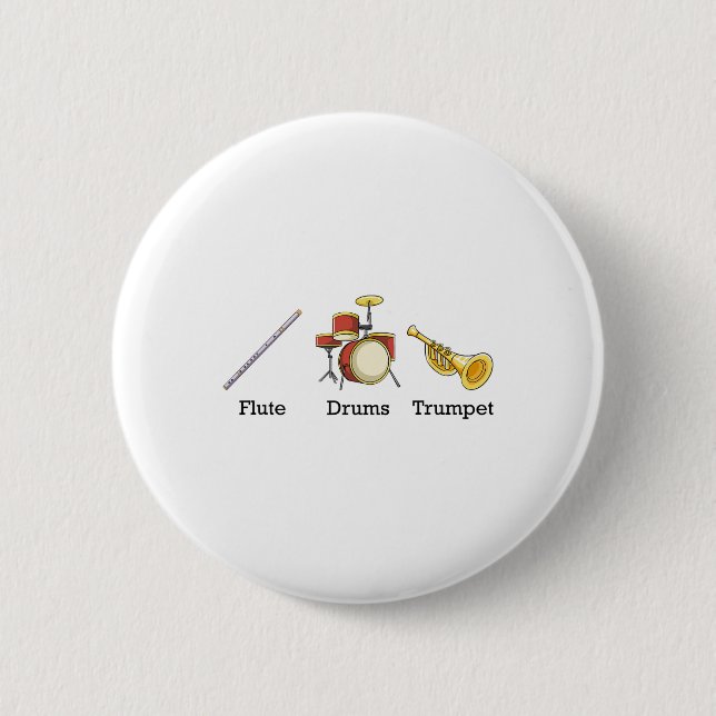 Badge Rond 5 Cm Flûte Tambours Trompette Nd Instruments Subtil Ant (Devant)