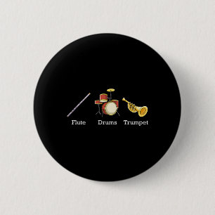 Badge Rond 5 Cm Flute tambours Trumpet Instruments de bande Anti T