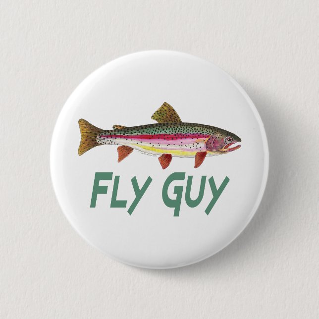 Badge Rond 5 Cm Fly Fly de truite arc-en-ciel (Devant)