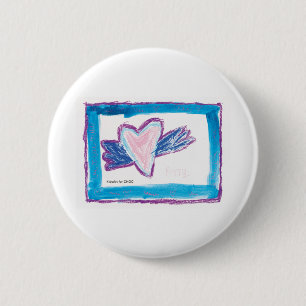 Badge Rond 5 Cm Flying Heart - Kids Art for CHOC