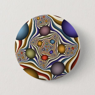 Badge Rond 5 Cm Flying Up, Colorful Moderne Art Fractal Abstrait