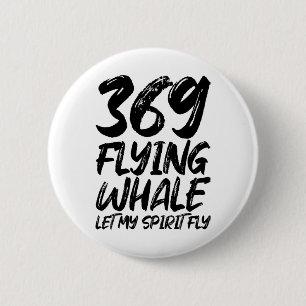 Badge Rond 5 Cm Flying Whale 369, Que mon esprit vole