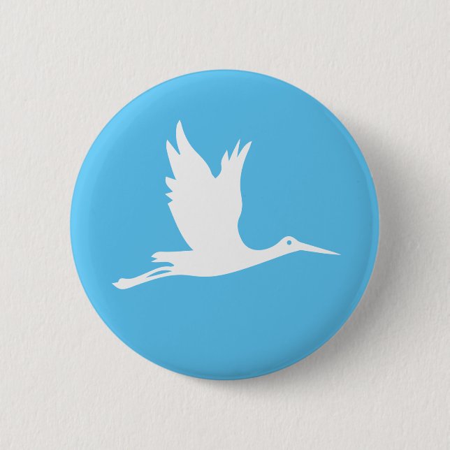 Badge Rond 5 Cm Flying white stork (Devant)