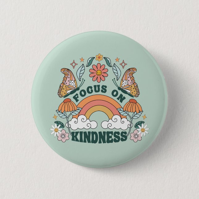 Badge Rond 5 Cm Focus sur la gentillesse graphique Super (Devant)