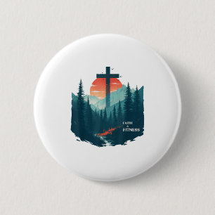 Badge Rond 5 Cm Foi & Fitness Chrétien - Motivation pour l'ent
