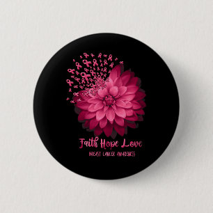 Badge Rond 5 Cm Foi de marguerite Espérance Amour Cancer du sein F