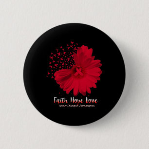 Badge Rond 5 Cm Foi Espoir Amour Maladie Cardiaque Sensibilisation