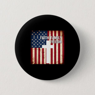 Badge Rond 5 Cm Foi famille liberté drapeau américain chrétien pat