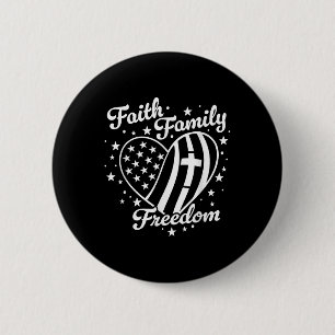 Badge Rond 5 Cm Foi Famille Liberté Patriote 4 Juillet 4 États-Uni