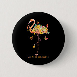 Badge Rond 5 Cm Foi Flamant rose Espoir Lutter Contre la Sclérose