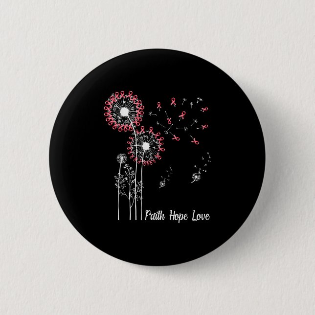 Badge Rond 5 Cm Foi Foi Espoir Amour Cancer du sein Dandelion Flo (Devant)
