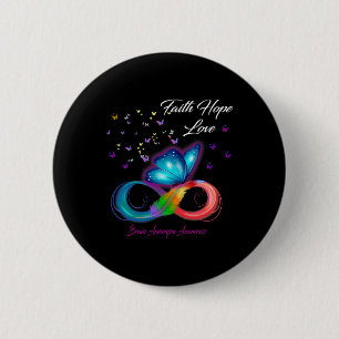 Badge Rond 5 Cm Foi papillon Espoir Aimer Cerveau Aneurie Sensibil