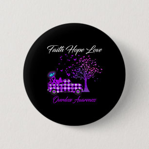 Badge Rond 5 Cm Foi papillon Espoir Amour Surdose Sensibilisation
