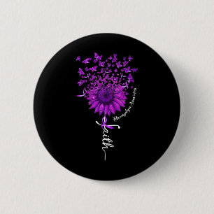 Badge Rond 5 Cm Foi Papillon Tournesol Fibromyalgie Sensibilisatio