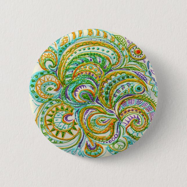 Badge Rond 5 Cm Folk Art Fantasy Pattern (Devant)