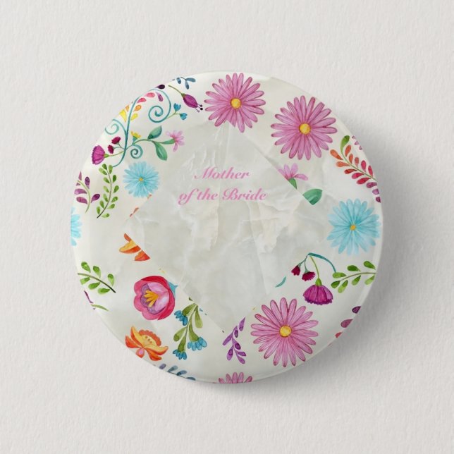 Badge Rond 5 Cm Folk Flowers Mother of Bride (Devant)